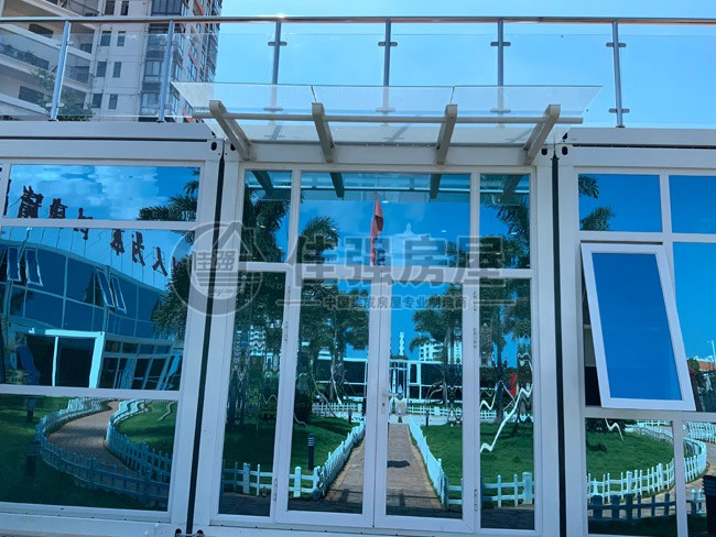 3m玻璃幕雙開+玻璃雨棚